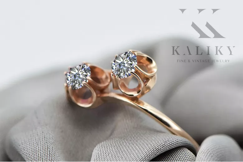 Ring Vintage Cyrkonia Originálny vinobranie 14K produkt s ružovým zlatom VRC266